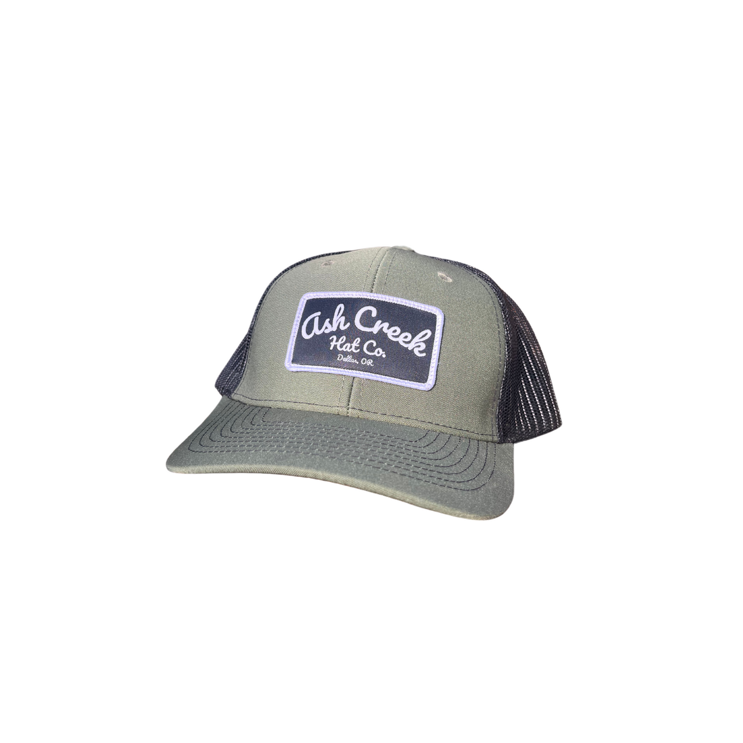 Green Trucker Black Woven Patch
